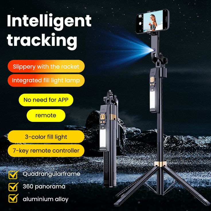Trépied & Perche à Selfie 3-en-1 avec Télécommande Bluetooth – Support Smartphone Rotatif 360°